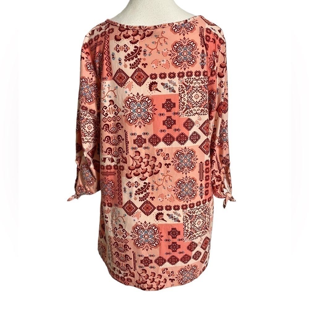 Bobbie Brooks Pink Paisely High Low Blouse - Picture 2 of 8